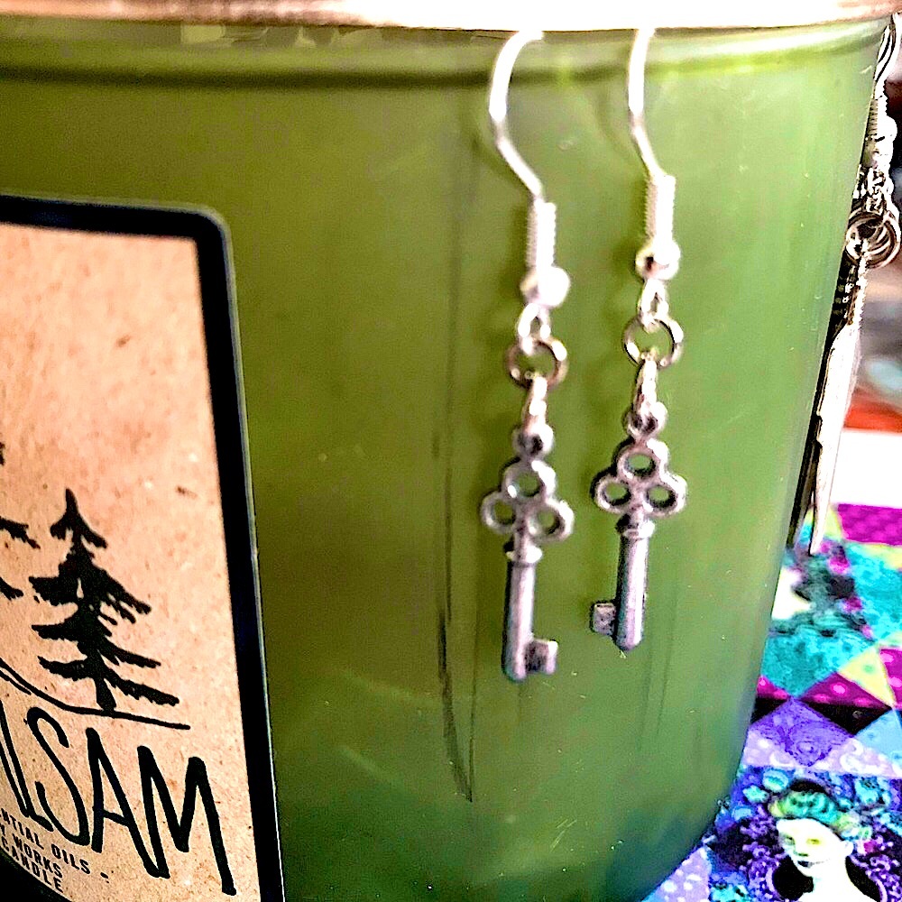 5/$30 Skeleton key mini minimalist earrings